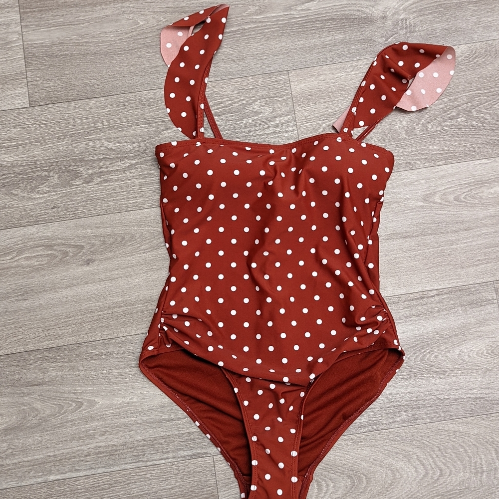 Women's JNY Polka Dot One Piece Bathing Suit- Size Small